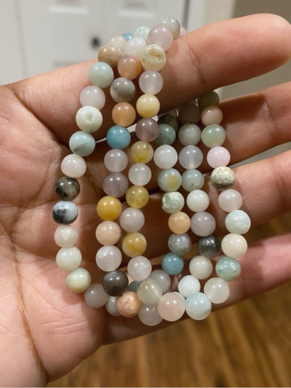 Amazonite & Pink Adventurine Healing Stacked Bracelets